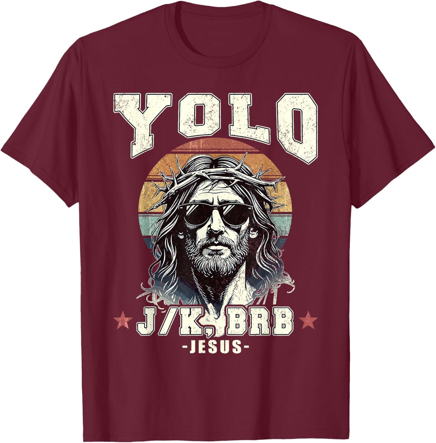 Happy Easter Yolo JK Brb Jesus Christian Men Women Kids T-Shirt - T-Shirt | Maroon