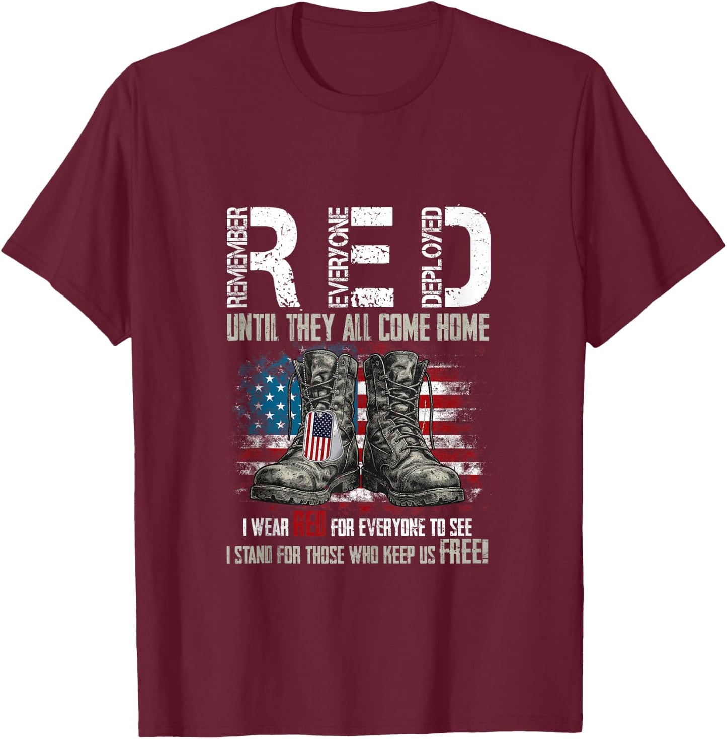 On Friday We Wear Red Military R.E.D Friday Military T-Shirt - T-Shirt | Maroon