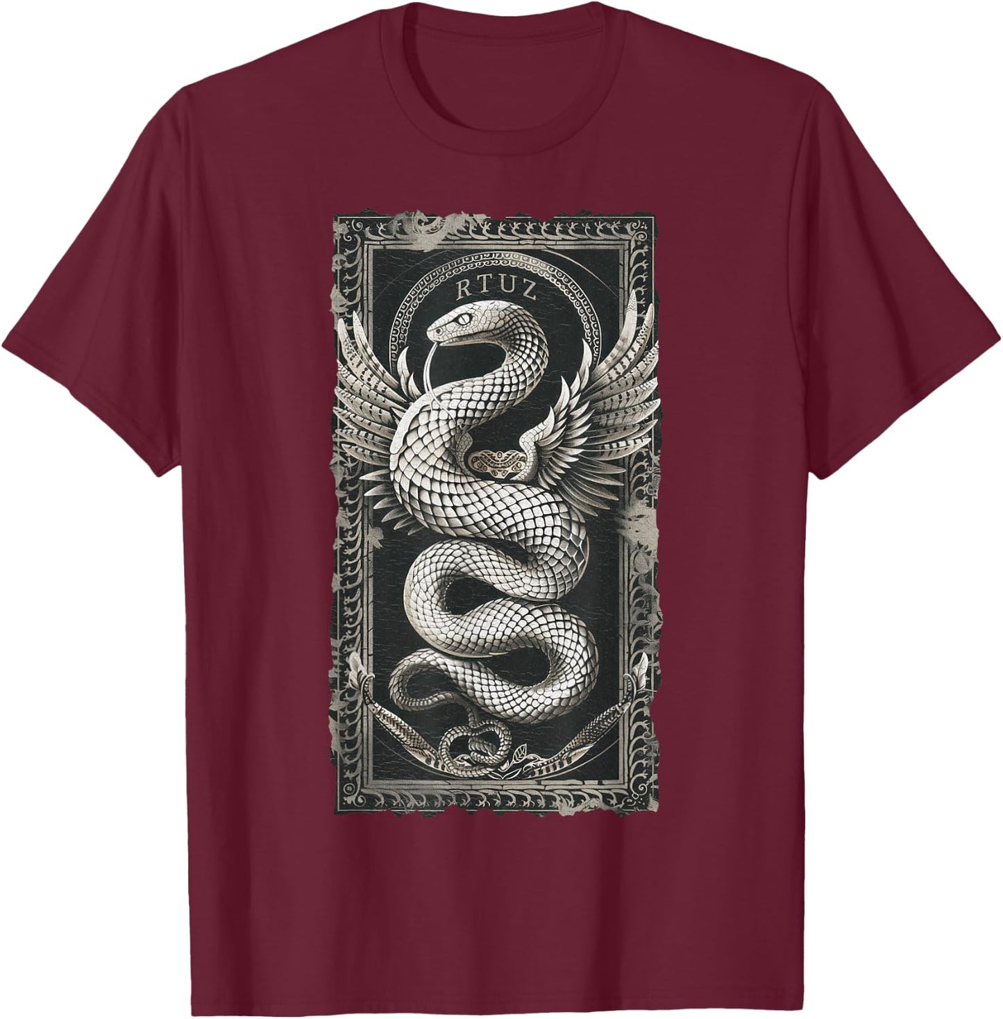 Vintage Retro Y2K Hip Hop Snake Urban Streetwear Snake T-Shirt - T-Shirt | Maroon