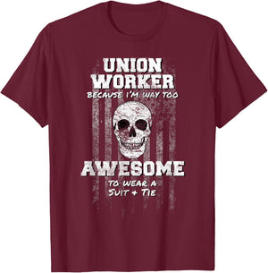 American Funny Union Worker Shirt USA Laborer Operator T-Shirt - T-Shirt | Maroon