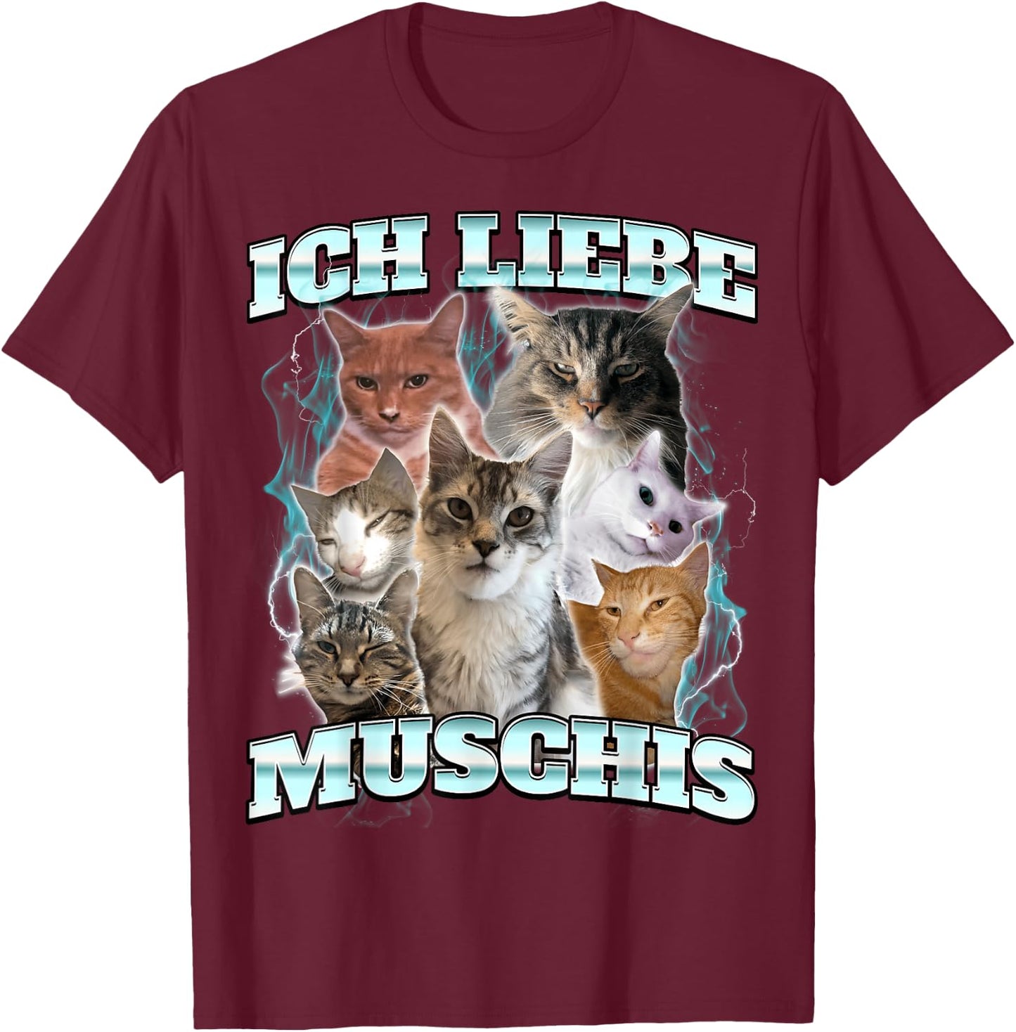 with German Text "Ich Liebe Musch, black T-Shirt - T-Shirt | Maroon
