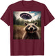 Funny Raccoon UFO Alien Weirdcore Aesthetic Artwork T-Shirt - T-Shirt | Maroon