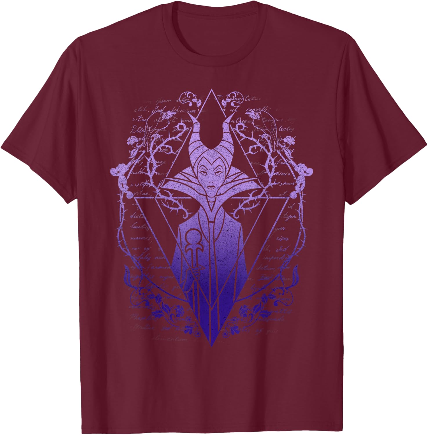 Disney Sleeping Beauty Maleficent Fade Triangle T-Shirt - T-Shirt | Maroon