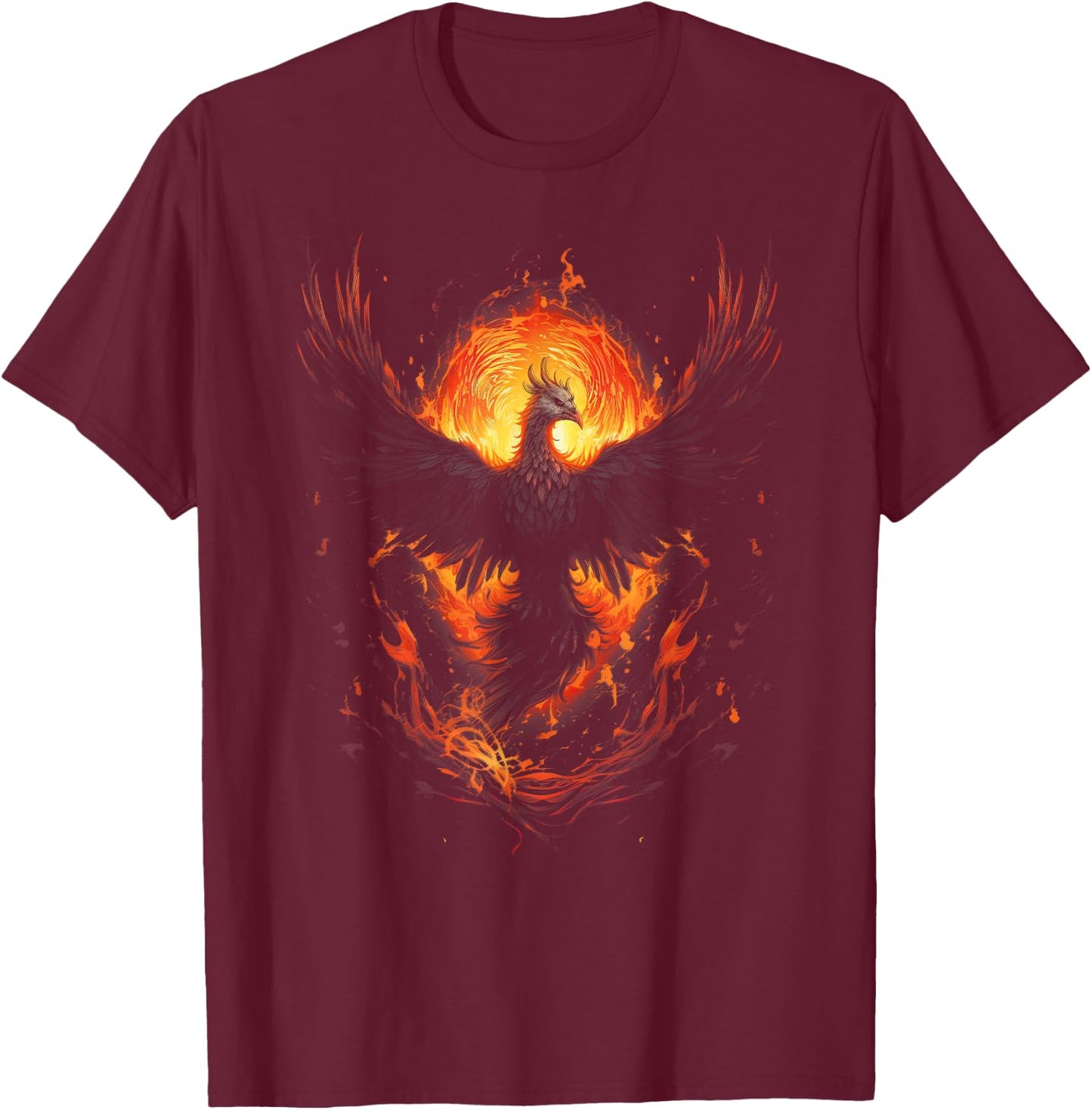 Phönix Feuer Vogel Kunstwerk T-Shirt - T-Shirt | Maroon