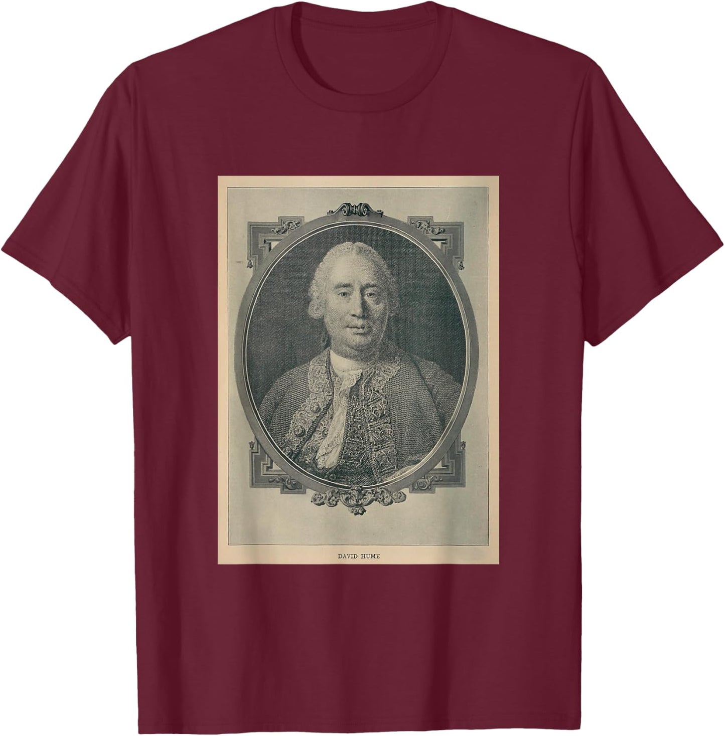 Old David Hume Illustrative Portrait T-Shirt - T-Shirt | Maroon