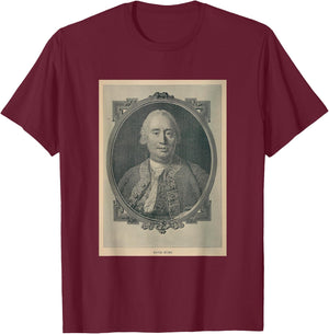 Old David Hume Illustrative Portrait T-Shirt - T-Shirt | Maroon