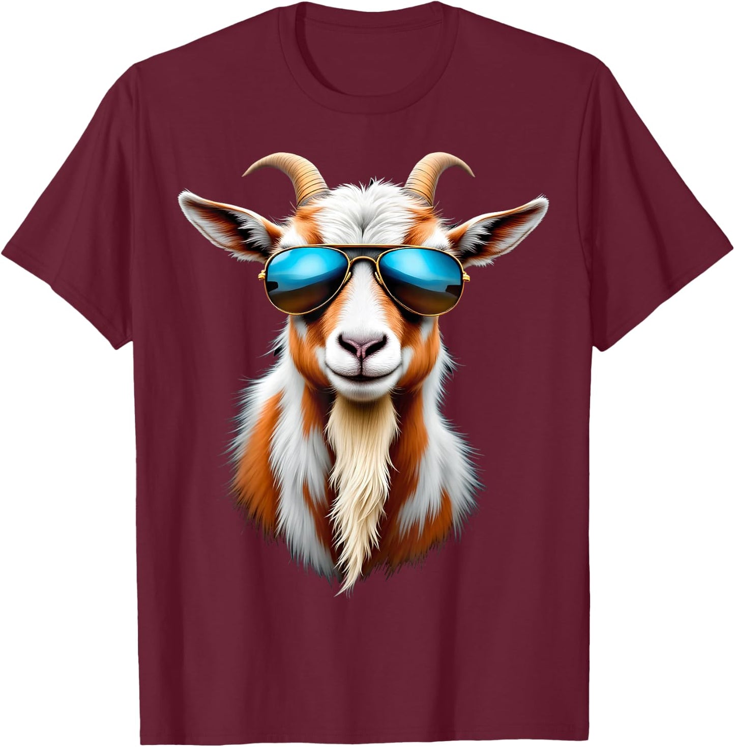 Cool Goat Sunglasses Funny Farm T-Shirt - T-Shirt | Maroon