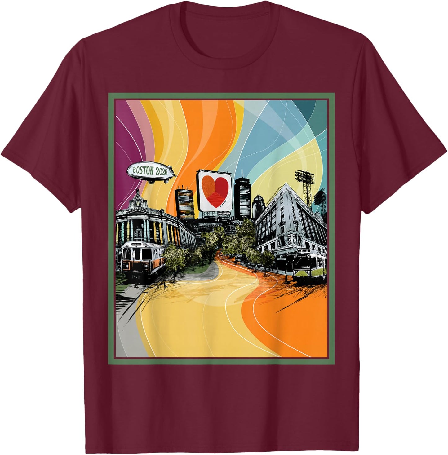 The Heart Sign, Boston 2026 T-Shirt - T-Shirt | Maroon