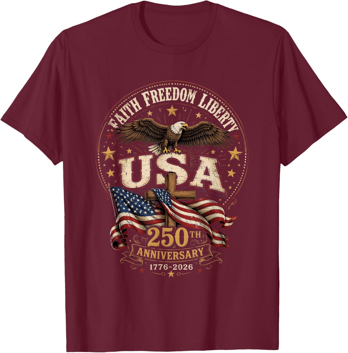 USA 250th Anniversary T-Shirt - T-Shirt | Maroon