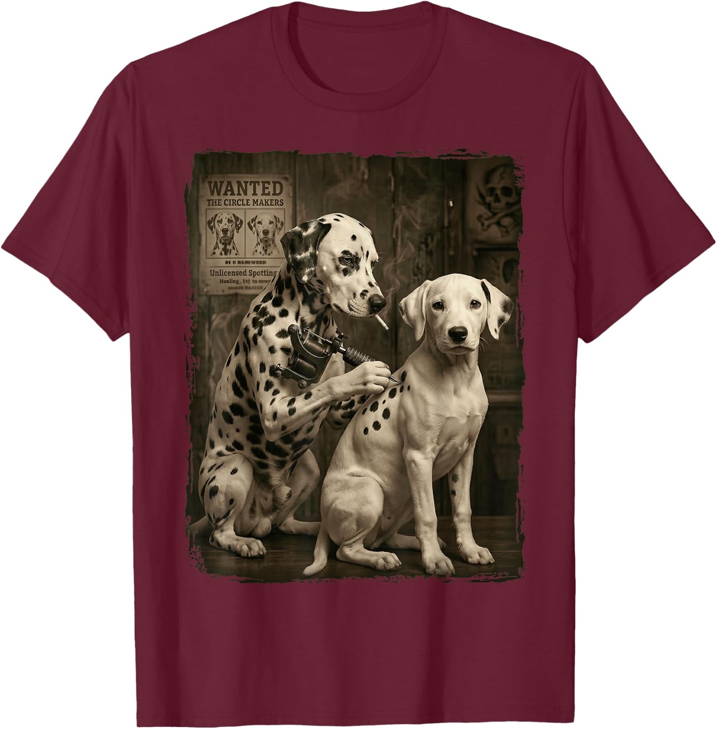 Dalmatiner Tätowierung T-Shirt - T-Shirt | Maroon