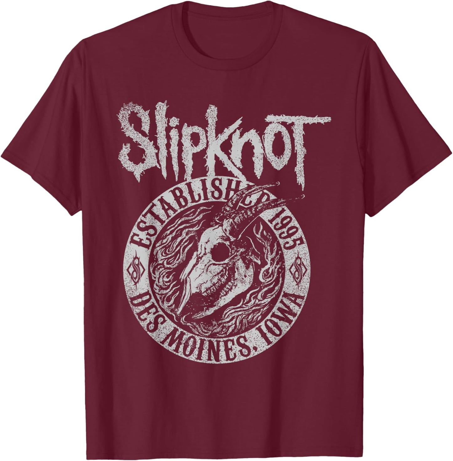 Slipknot Official Goat Flames , Black T-Shirt - T-Shirt | Maroon