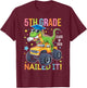 5th Grade Graduation Class Of 2026 Graduate Dinosaur Boys T-Shirt - T-Shirt | Maroon