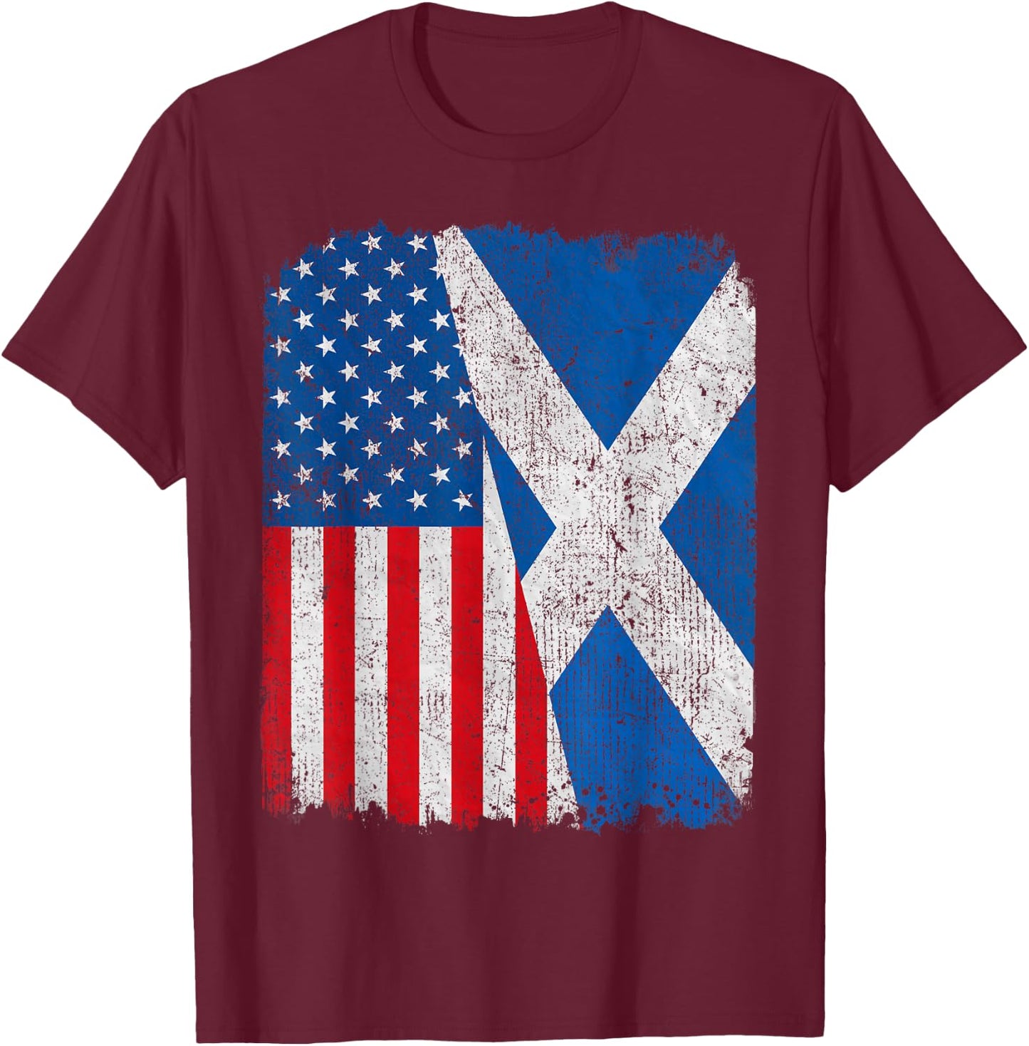 Scottish American Flag Half USA Scotland Root Proud Kids Men T-Shirt - T-Shirt | Maroon