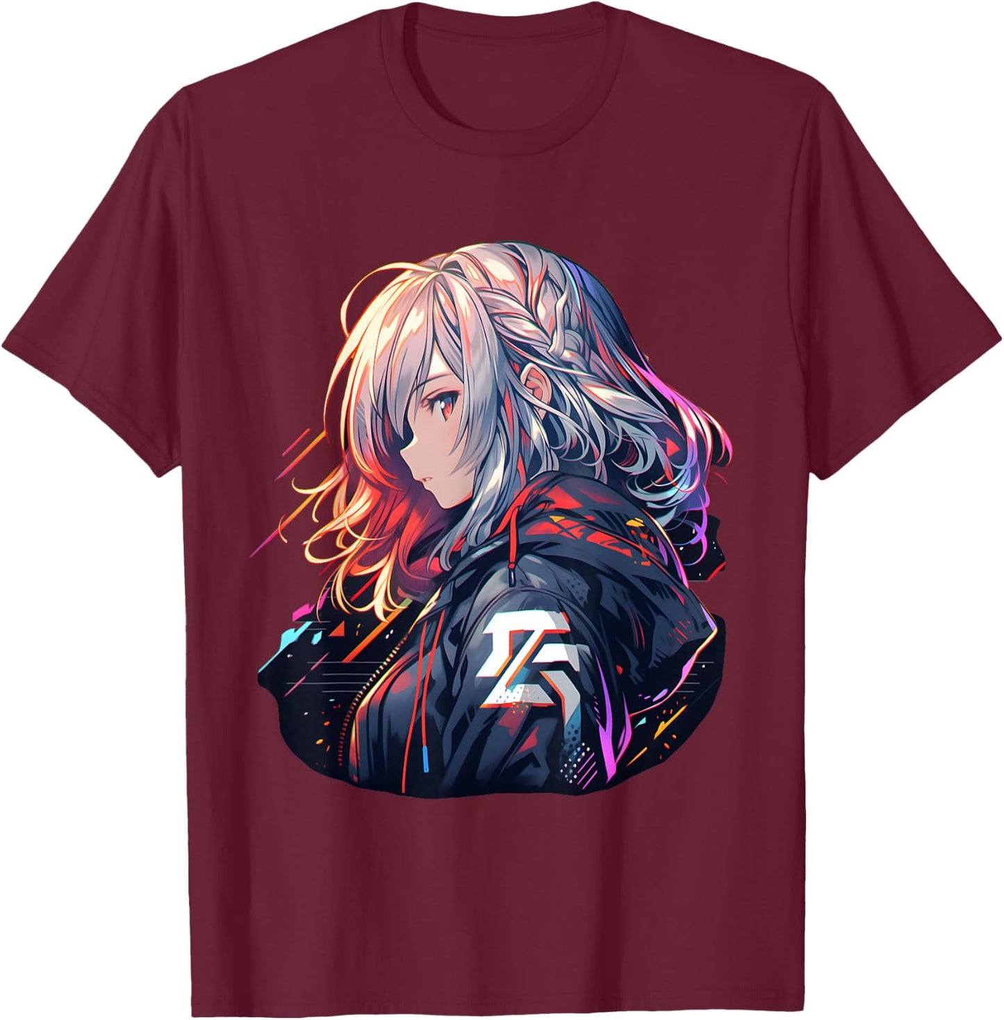 Manga Anime Ästhetische Cyberpunk Techwear Harajuku T-Shirt - T-Shirt | Maroon