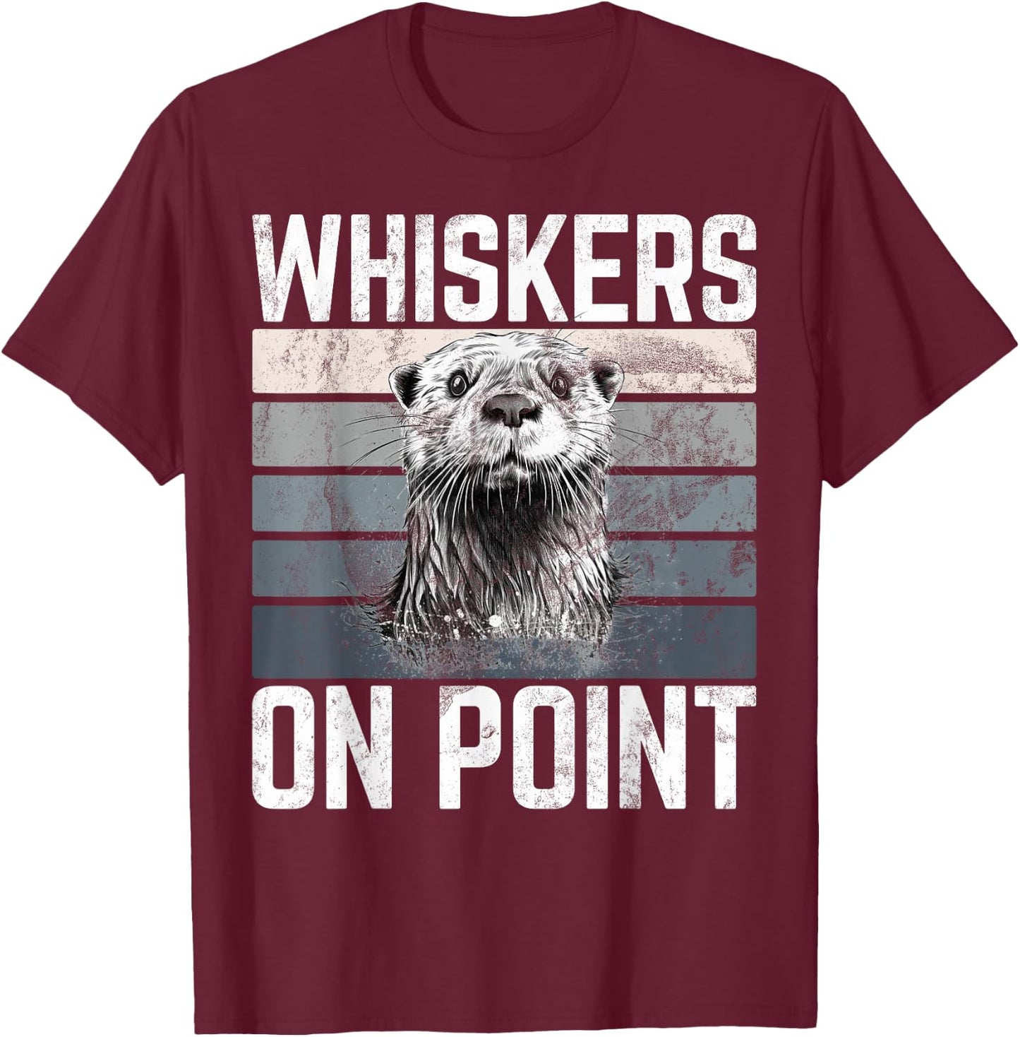 Whiskers on Point Otter T-Shirt - T-Shirt | Maroon