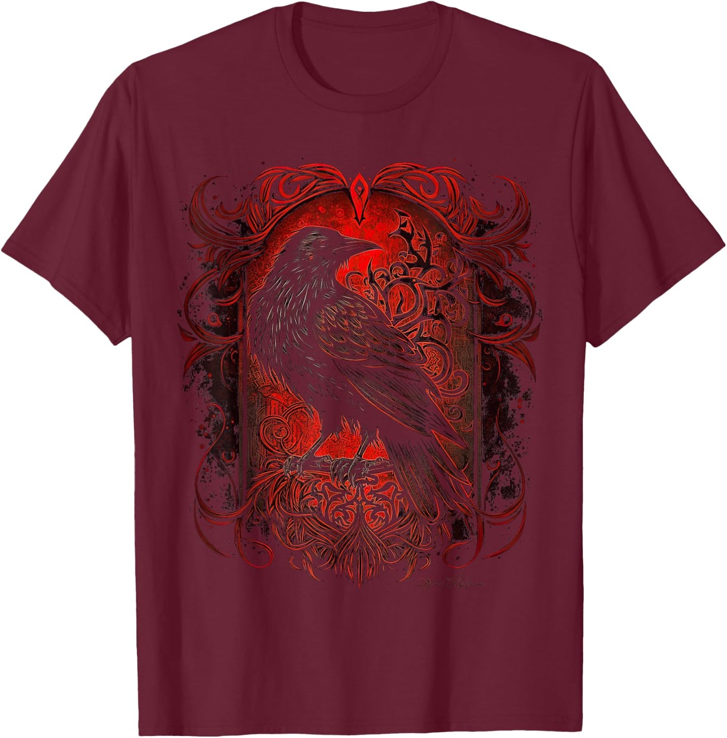 Odin's Raven Viking Norse Runes Nordmann Mythology T-Shirt - T-Shirt | Maroon