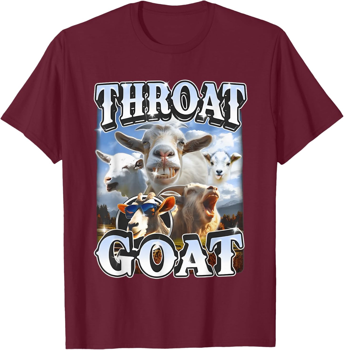 Throat Goat Retro Inappropriate Adult Humor Funny Gag Memes T-Shirt - T-Shirt | Maroon