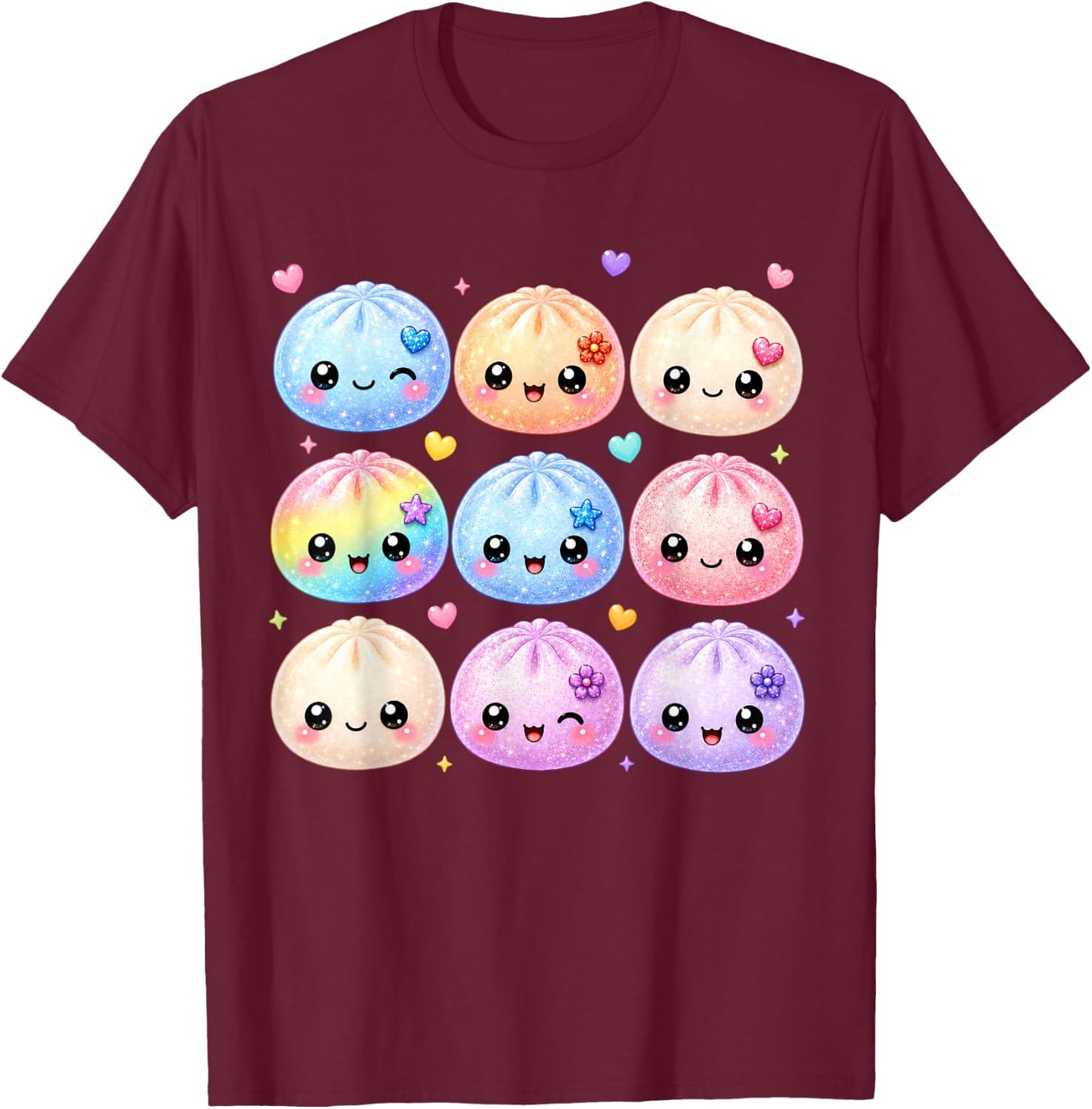 Cute Dumpling Kawaii Pastel Anime Dumpling Lovers Kids Girls T-Shirt - T-Shirt | Maroon