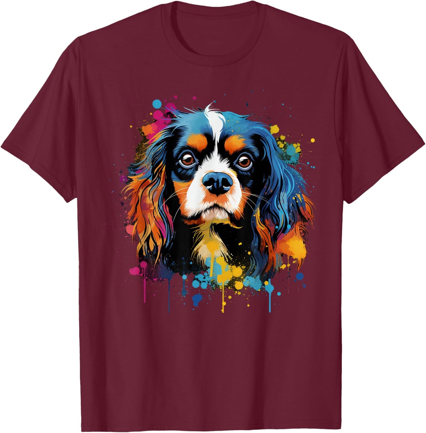Bunte Cavalier King Charles Spaniel Hund T-Shirt - T-Shirt | Maroon