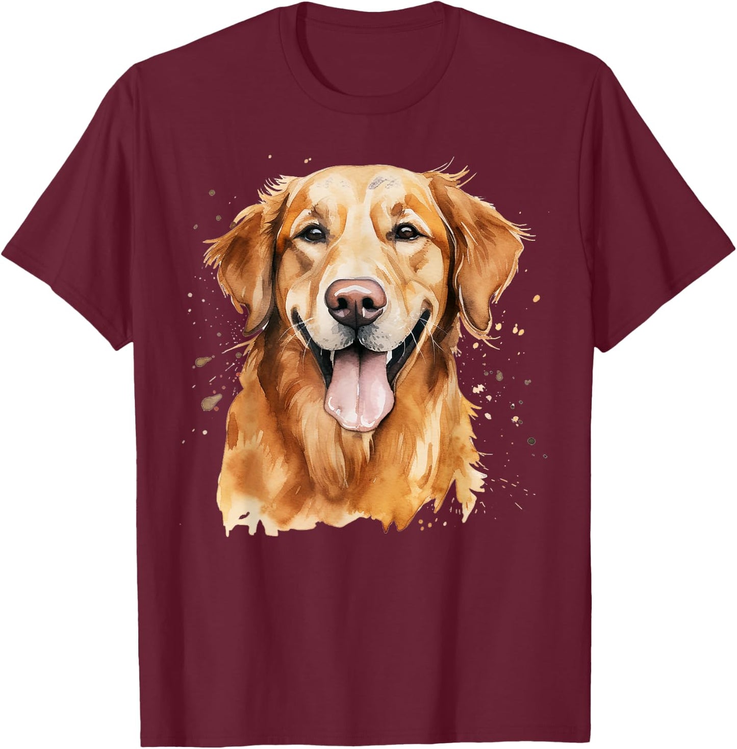 Watercolor Golden Retriever T-Shirt - T-Shirt | Maroon