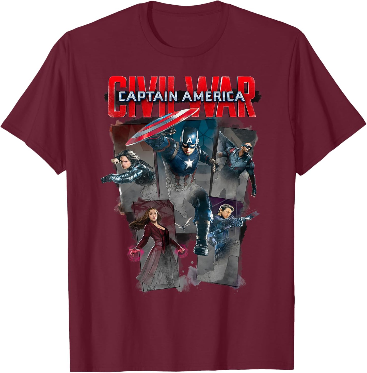 Marvel Captain America Civil War Group Shot T-Shirt - T-Shirt | Maroon