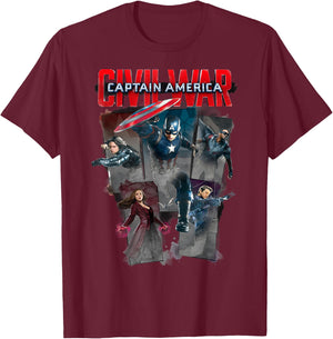 Marvel Captain America Civil War Group Shot T-Shirt - T-Shirt | Maroon