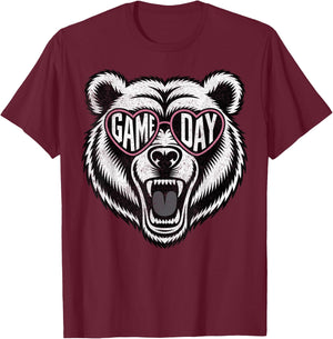 Bear Wearing Sunglasses Game Day T-Shirt - T-Shirt | Maroon