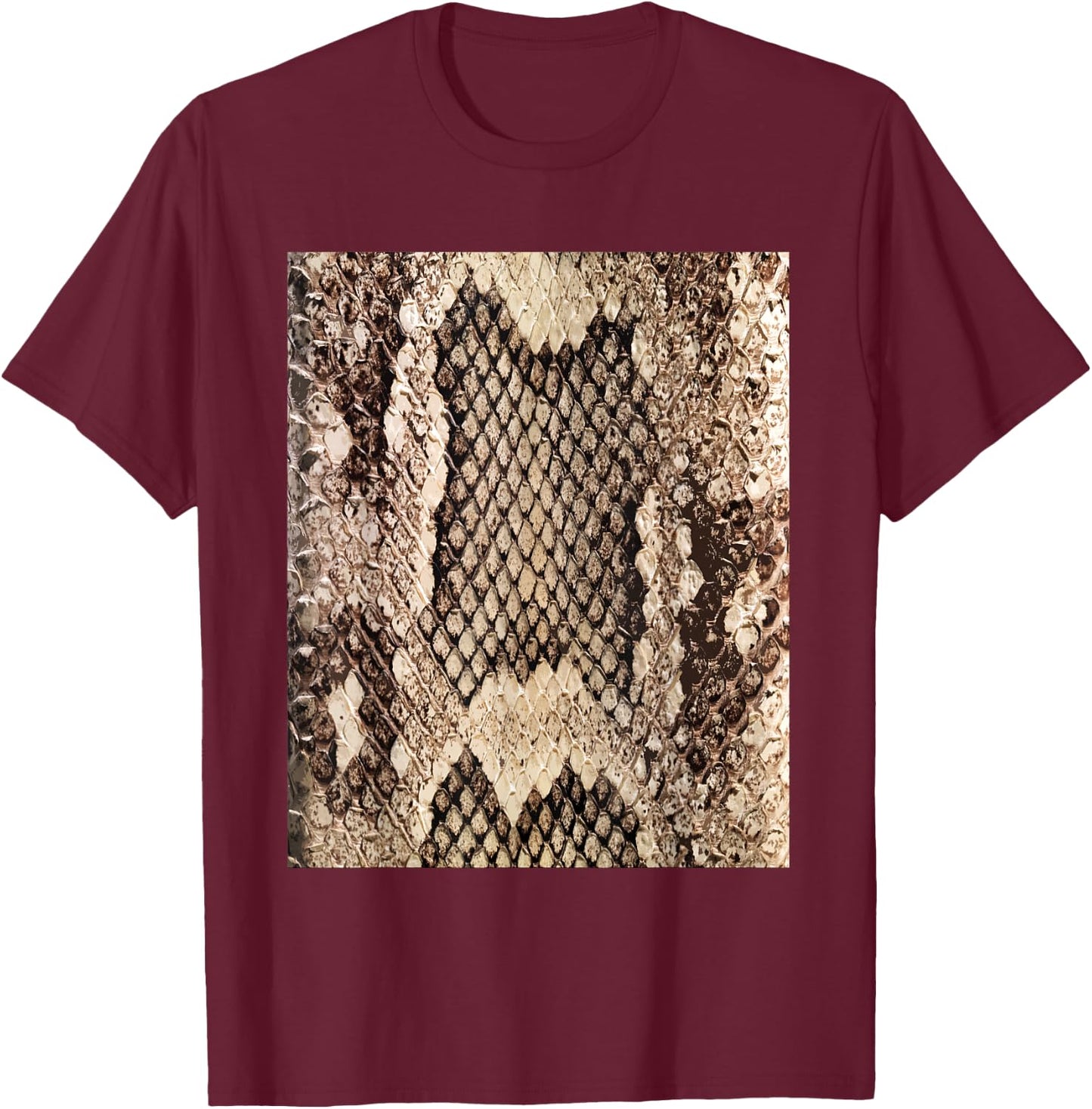 Snakeskin Print - Snake Reptile Animal Rattlesnake T-Shirt - T-Shirt | Maroon