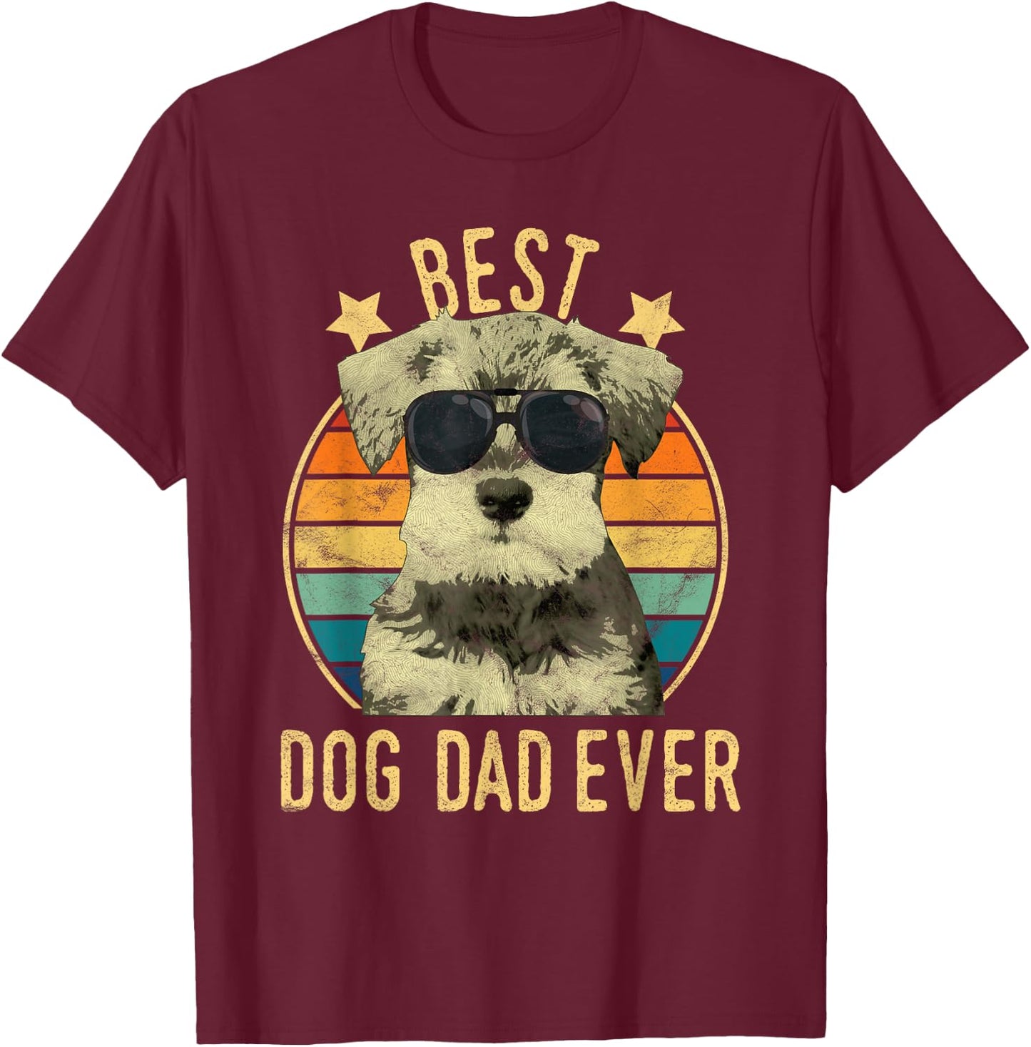 Best Dog Dad Ever Miniature Schnauzer Father's Day Gift T-Shirt - T-Shirt | Maroon