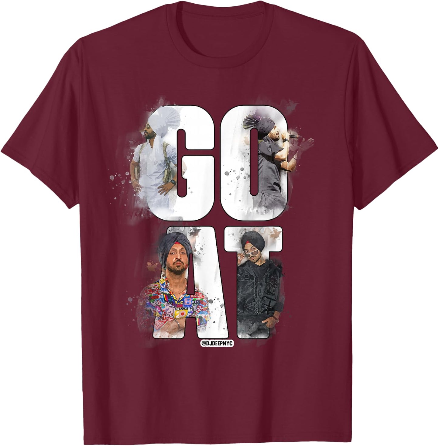 DILJIT DOSANJH | G.O.A.T. 2 | Punjabi Singer | Desi Apparel T-Shirt - T-Shirt | Maroon