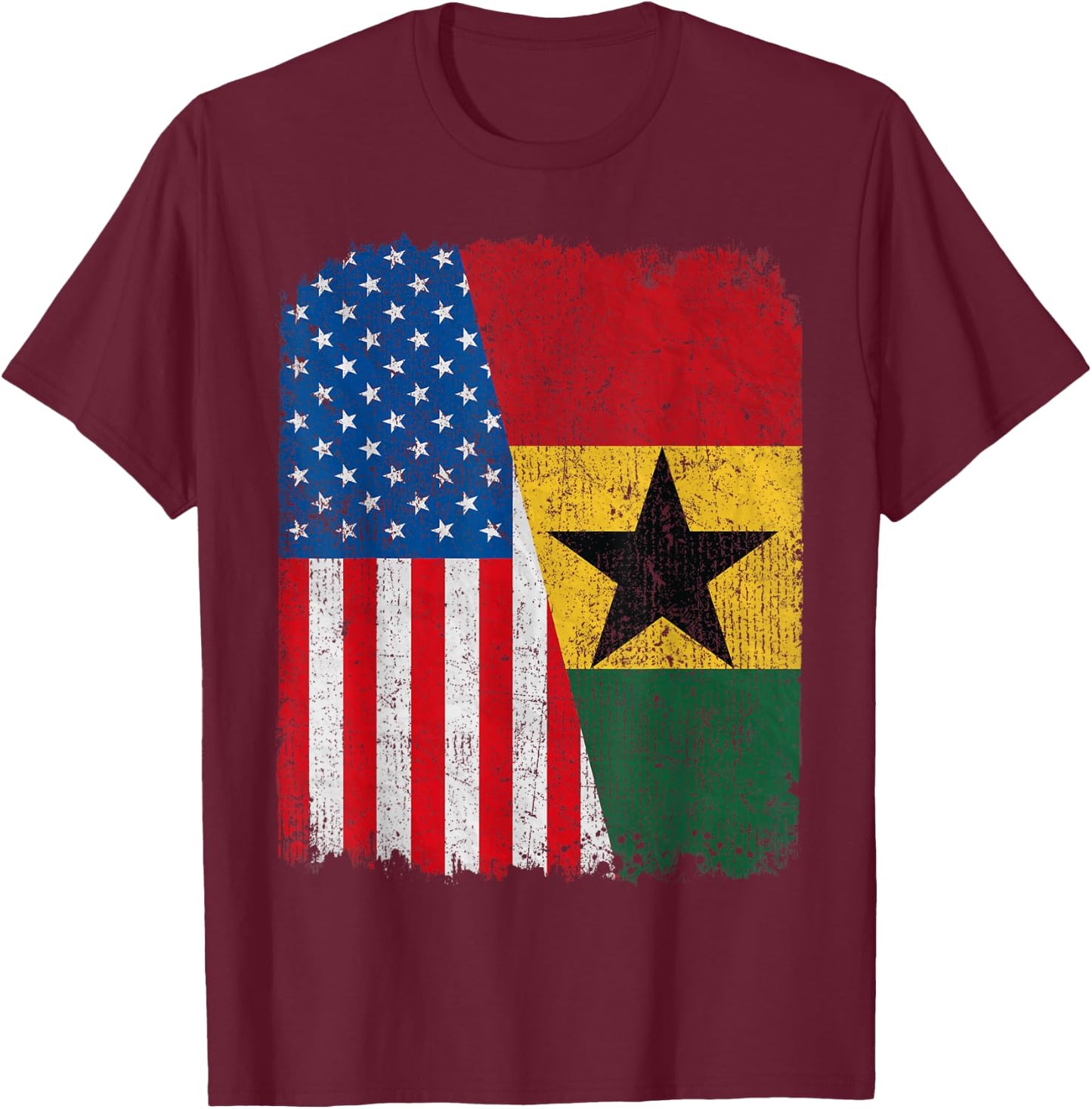Ghanaian American Flag Half USA Ghana Root Proud T-Shirt - T-Shirt | Maroon