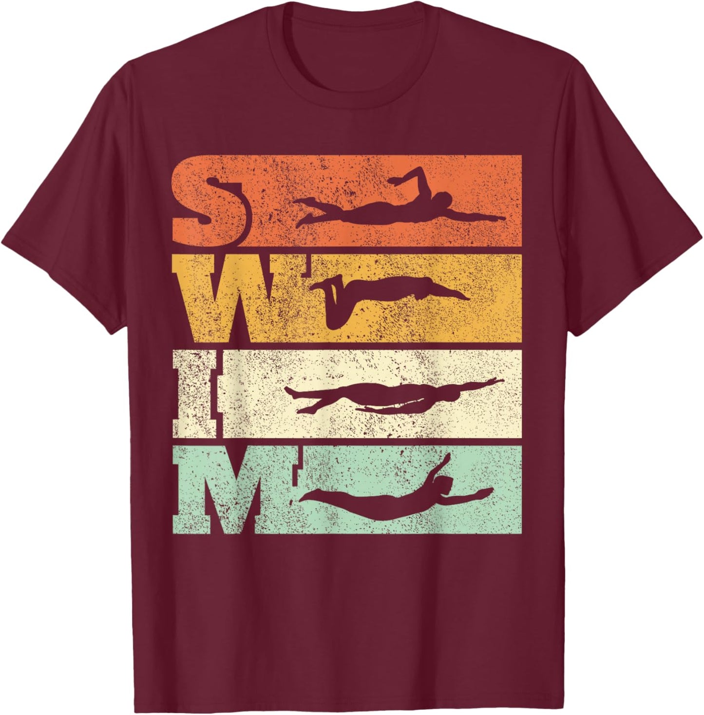 Swimming Swim Strokes Vintage Swimmer T-Shirt - T-Shirt | Maroon