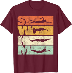 Swimming Swim Strokes Vintage Swimmer T-Shirt - T-Shirt | Maroon