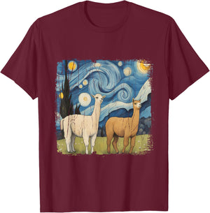 Cotopaxi Illustration Starry Night Llama National Park Souvenir , Black, S T-Shirt - T-Shirt | Maroon