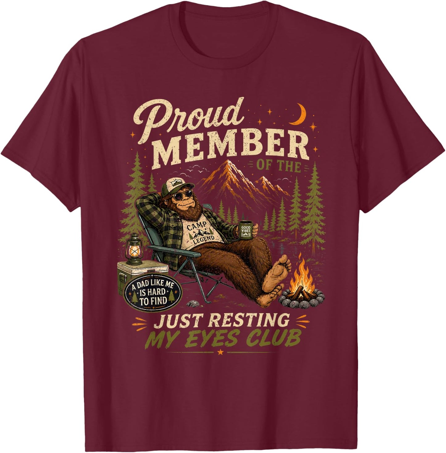 Proud Member Just Resting My Eyes Club Funny Patriotic Dad T-Shirt - T-Shirt | Maroon