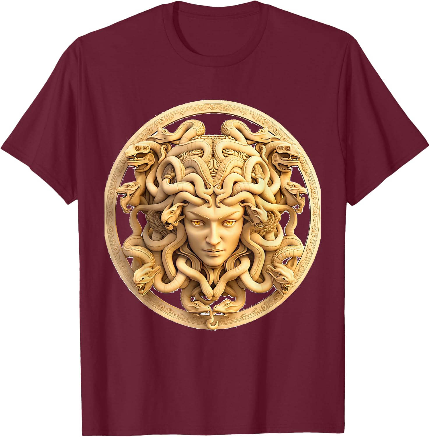 medusahead Greek Mythology Ancient Snake Hair T-Shirt - T-Shirt | Maroon