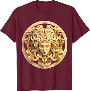 medusahead Greek Mythology Ancient Snake Hair T-Shirt - T-Shirt | Maroon