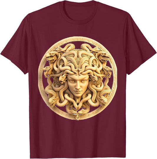 medusahead Greek Mythology Ancient Snake Hair T-Shirt - T-Shirt | Maroon