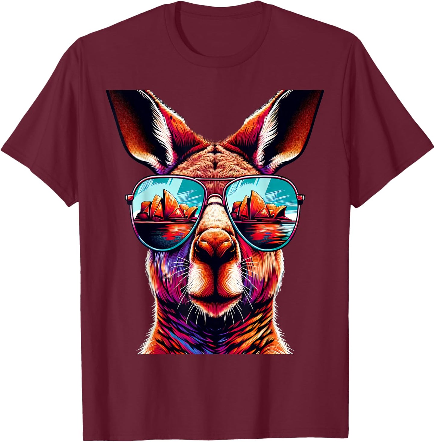 Kangaroo Wearing Sunglass Cool Kangaroos Australia T-Shirt - T-Shirt | Maroon