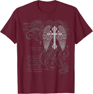 Y2k Grunge Cross Wings 2000s Vintage Goth Emo Harajuku T-Shirt - T-Shirt | Maroon