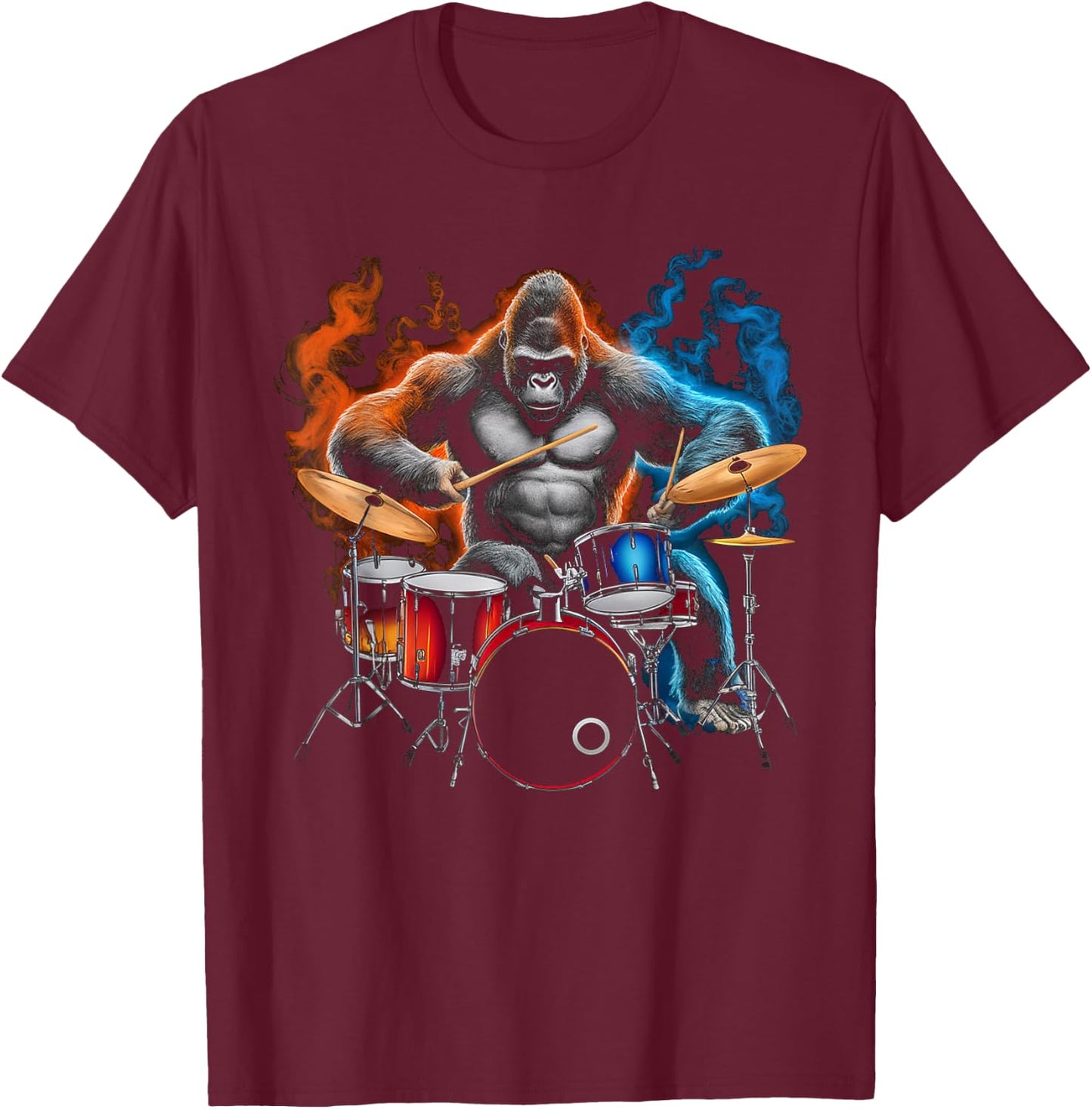Gorilla Drumming Gorilla Playing Drums Drummer T-Shirt - T-Shirt | Maroon
