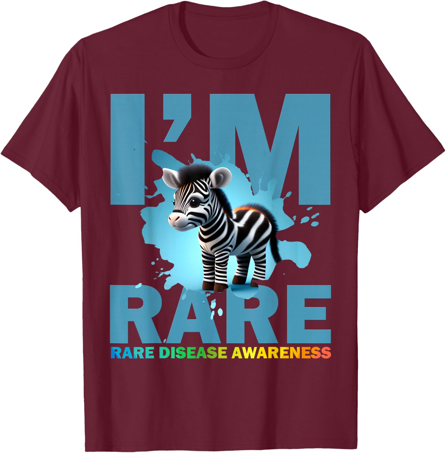 I'm Rare, cute zebra for Rare disease awareness T-Shirt - T-Shirt | Maroon