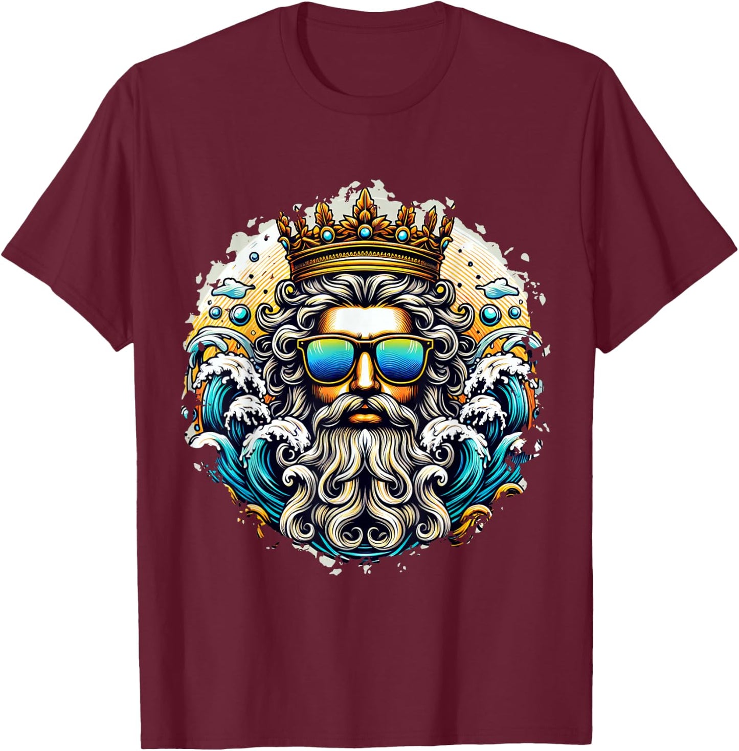 Poseidon Gangsta Costume Trident God Ancient Greek , black T-Shirt - T-Shirt | Maroon