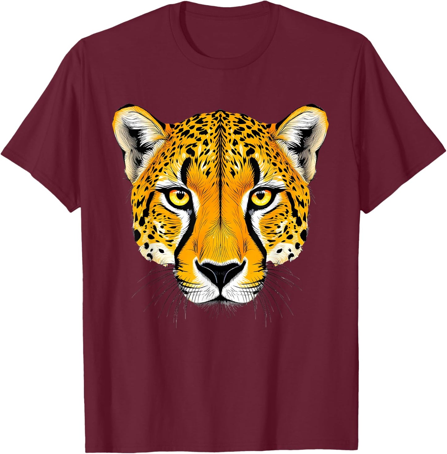 Cool Cheetah Art Women Kid Zoo Animal Safari Cheetah T-Shirt - T-Shirt | Maroon