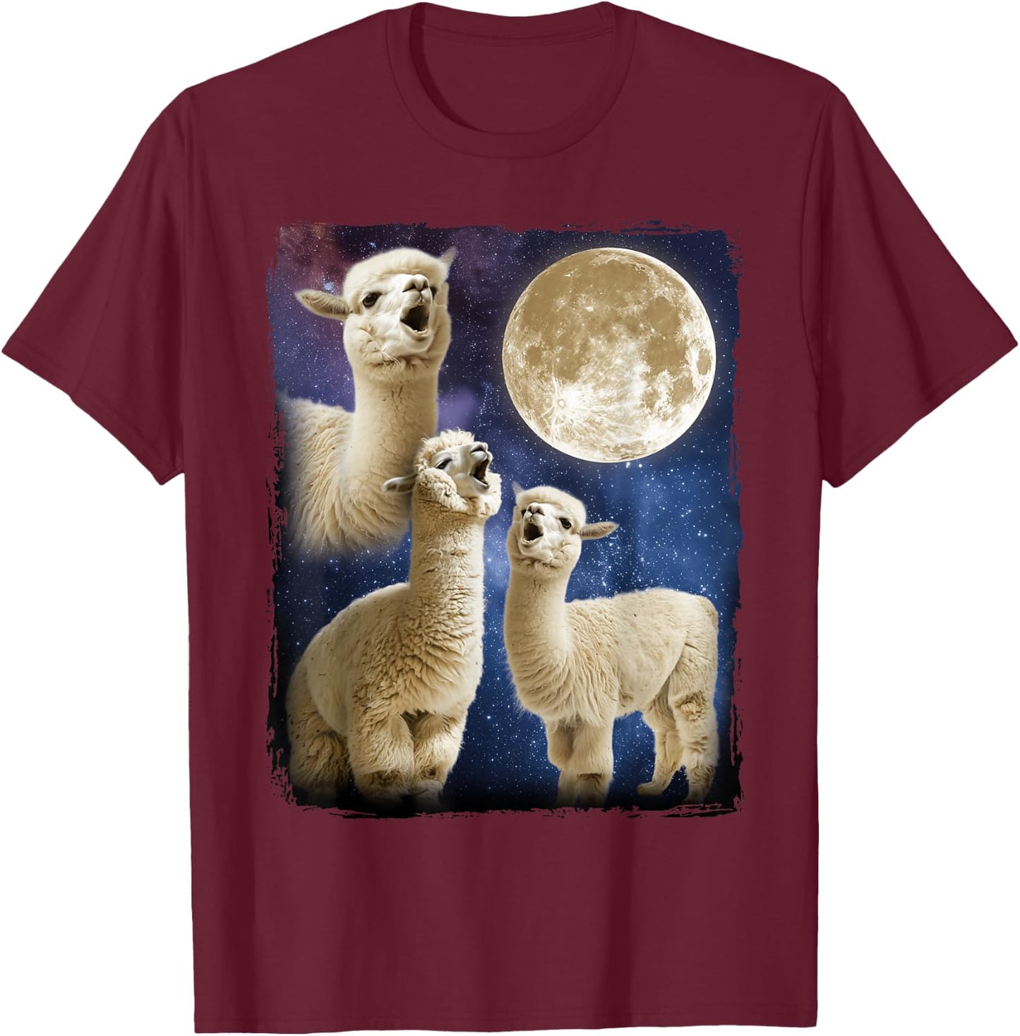Alpaca Howling Moon T-Shirt - T-Shirt | Maroon