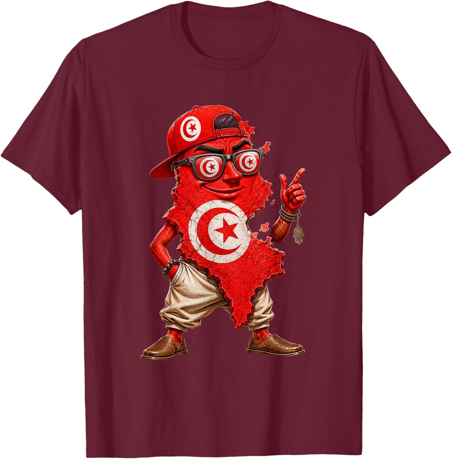 National Pride Tunisia Flag T-Shirt - T-Shirt | Maroon