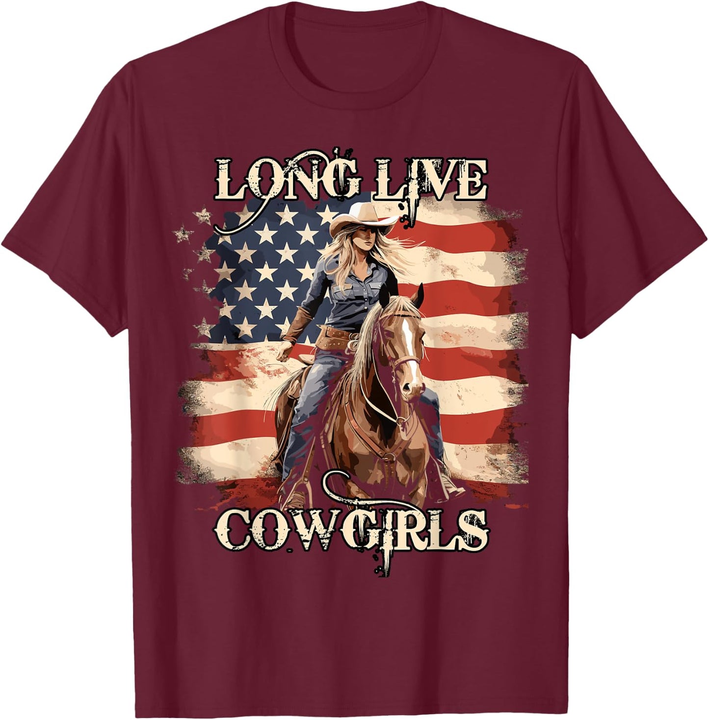 Long Live Howdy Rodeo Western Country Southern Cowgirls T-Shirt - T-Shirt | Maroon