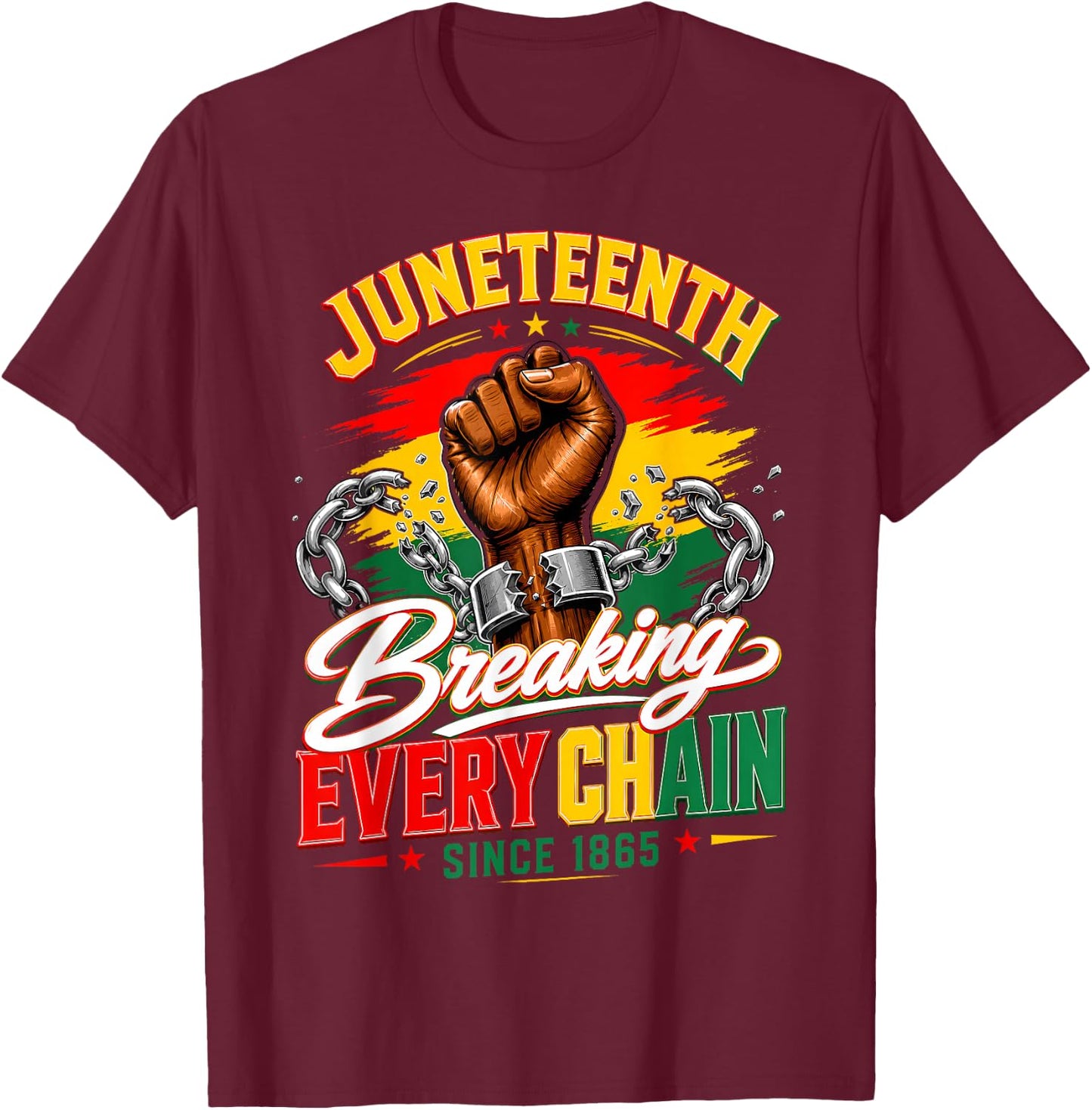 Juneteenth Breaking Every Chain Since 1865 Freedom Men Kids T-Shirt - T-Shirt | Maroon