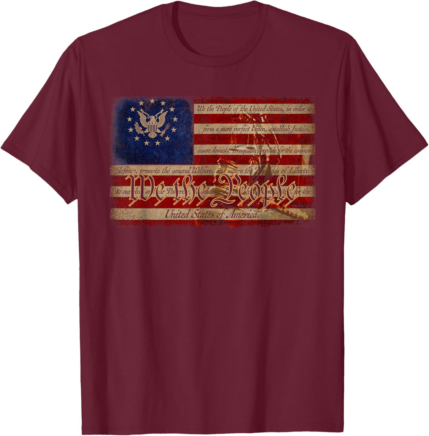 We The People Patriotic Vintage Typography 4th of July T-Shirt - T-Shirt | Maroon