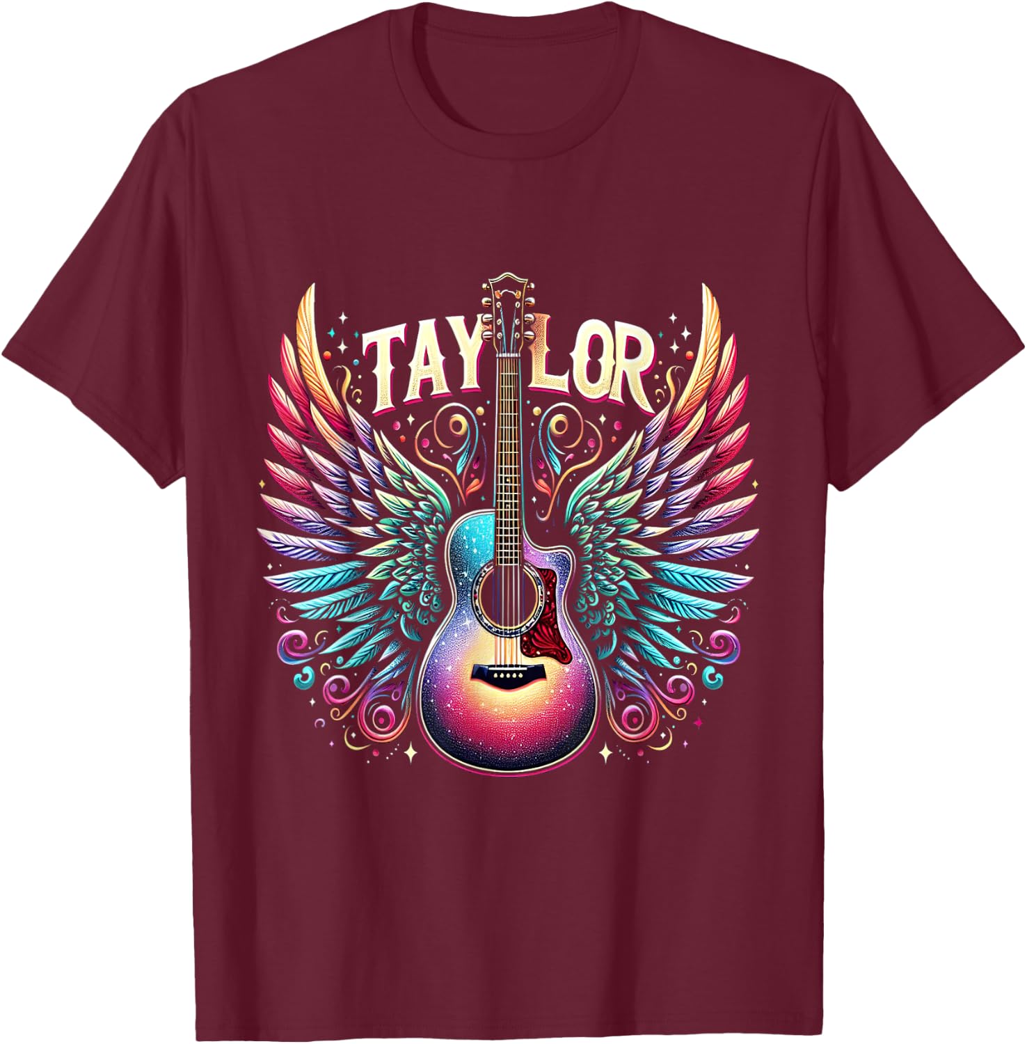 Girls Retro Taylor First Name Personalised Groovy 80s , black T-Shirt - T-Shirt | Maroon